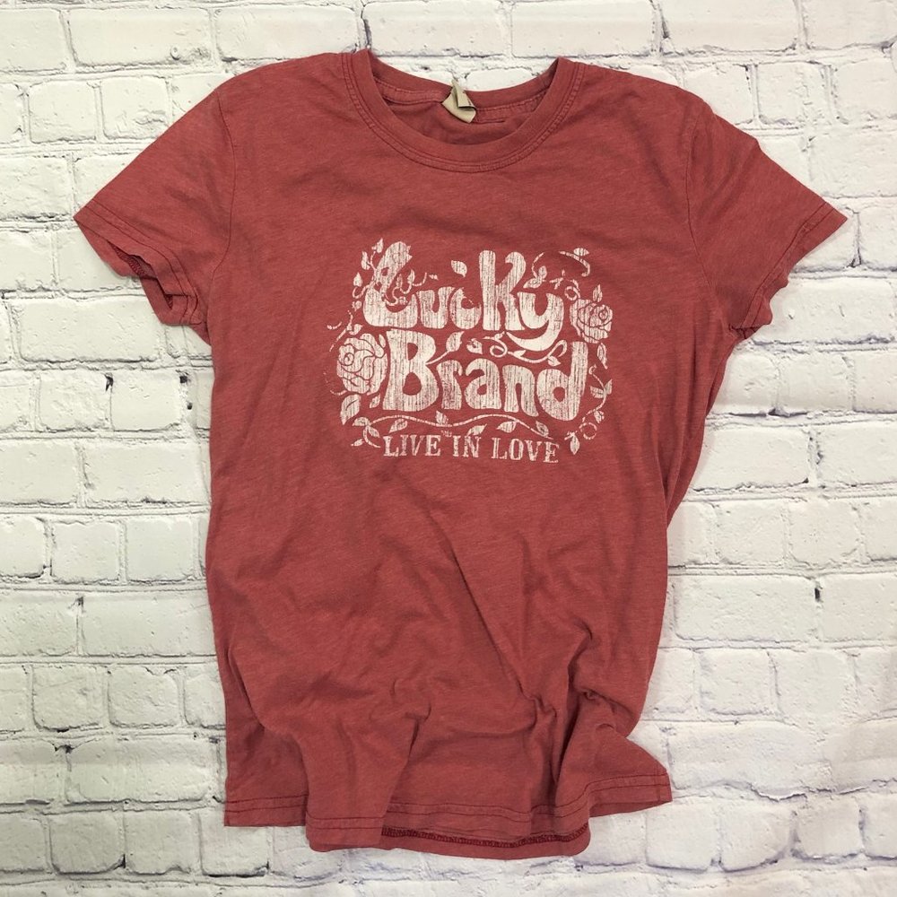 Lucky Brand Live in Love logo tee Sz S